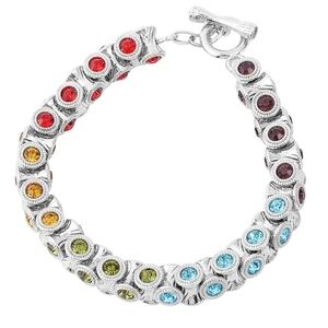 🆕️ Multi Color Austrian Crystal Bracelet in Silvertone (7.50 In)